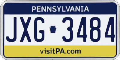 PA license plate JXG3484