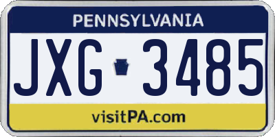 PA license plate JXG3485