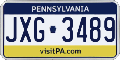 PA license plate JXG3489