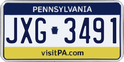 PA license plate JXG3491