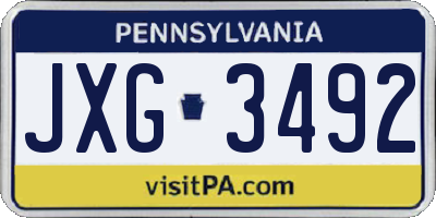 PA license plate JXG3492