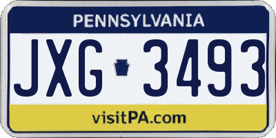 PA license plate JXG3493