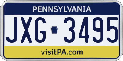PA license plate JXG3495