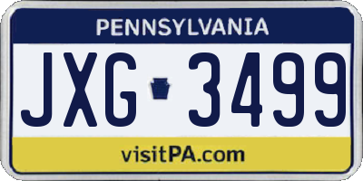PA license plate JXG3499