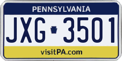 PA license plate JXG3501