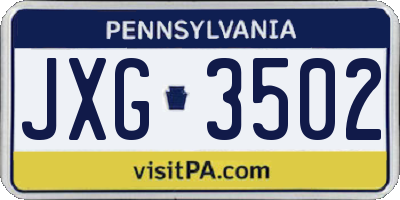 PA license plate JXG3502