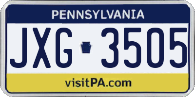 PA license plate JXG3505