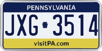 PA license plate JXG3514