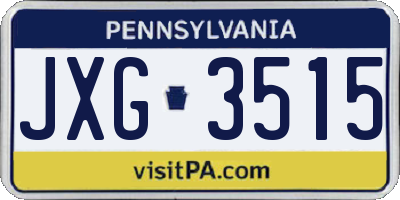 PA license plate JXG3515