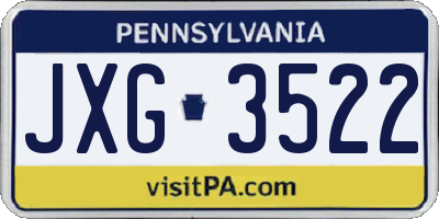 PA license plate JXG3522