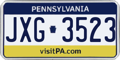 PA license plate JXG3523