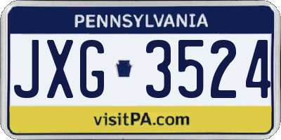 PA license plate JXG3524