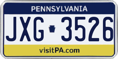 PA license plate JXG3526