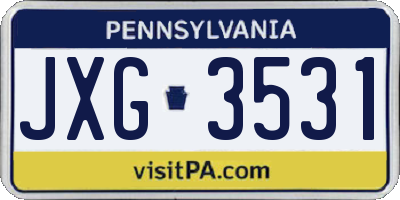 PA license plate JXG3531