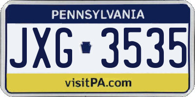 PA license plate JXG3535