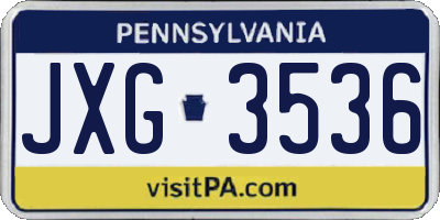PA license plate JXG3536