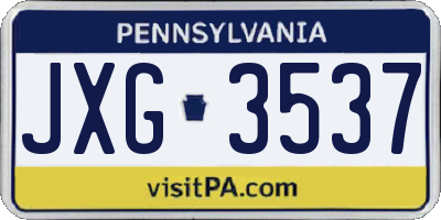 PA license plate JXG3537