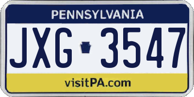 PA license plate JXG3547