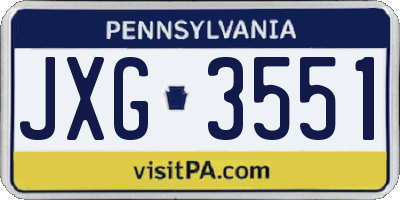 PA license plate JXG3551