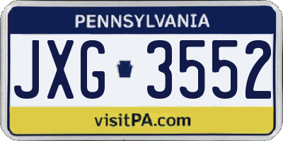 PA license plate JXG3552