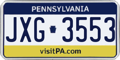 PA license plate JXG3553