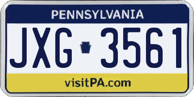 PA license plate JXG3561