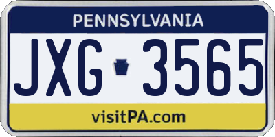 PA license plate JXG3565