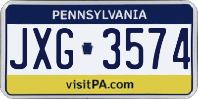 PA license plate JXG3574