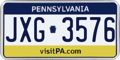 PA license plate JXG3576