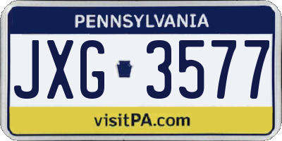 PA license plate JXG3577