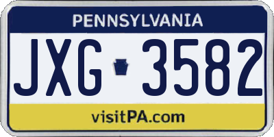 PA license plate JXG3582