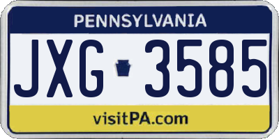 PA license plate JXG3585