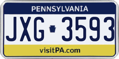 PA license plate JXG3593