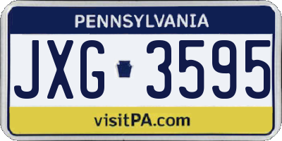PA license plate JXG3595