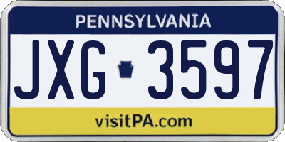 PA license plate JXG3597
