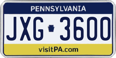 PA license plate JXG3600