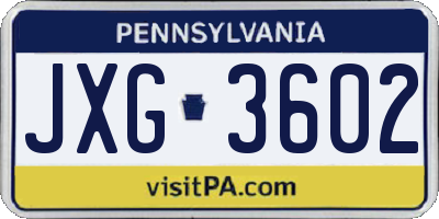 PA license plate JXG3602