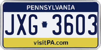 PA license plate JXG3603