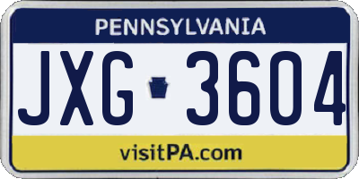PA license plate JXG3604