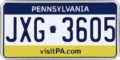PA license plate JXG3605