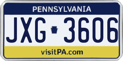 PA license plate JXG3606