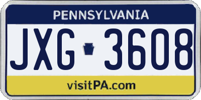 PA license plate JXG3608