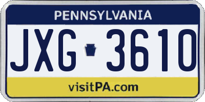 PA license plate JXG3610