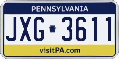 PA license plate JXG3611