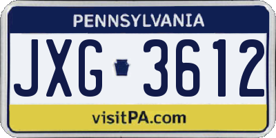 PA license plate JXG3612