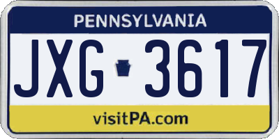 PA license plate JXG3617