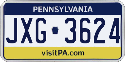 PA license plate JXG3624