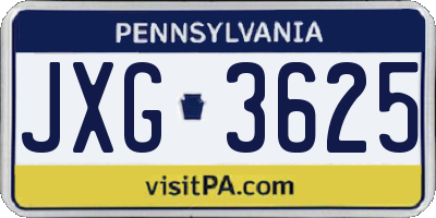 PA license plate JXG3625