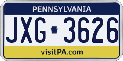 PA license plate JXG3626