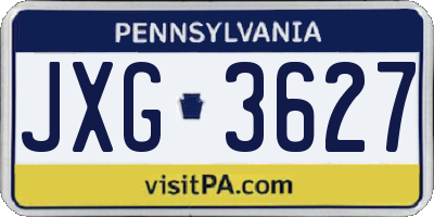 PA license plate JXG3627